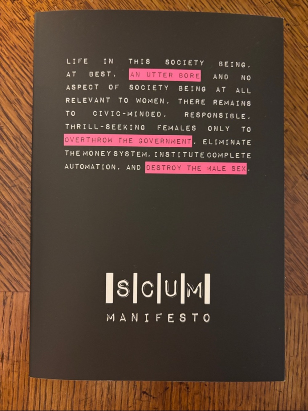 SCUM Manifesto Paperback Book - Black Cover